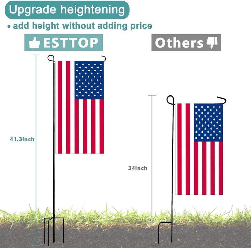 ESTTOP Heavy-Duty 4-Prong Garden Flag Pole Holder Stand – Weatherproof Outdoor Garden & Yard Flag Base for 12x18 Inch House Flags, Ground Flagpole Stand for All-Season Decoration(Flag Not Include) - Image 5